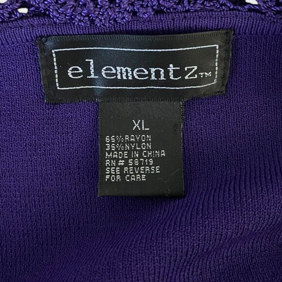 Elementz 2-In-1 Crochet Trim Open-Front Cardigan Shirt Purple Women's Size XL - Picture 8 of 10